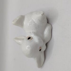 Vintage Collectible Ceramic Figurine Of A Tumbling White Bunny Rabbit 3"